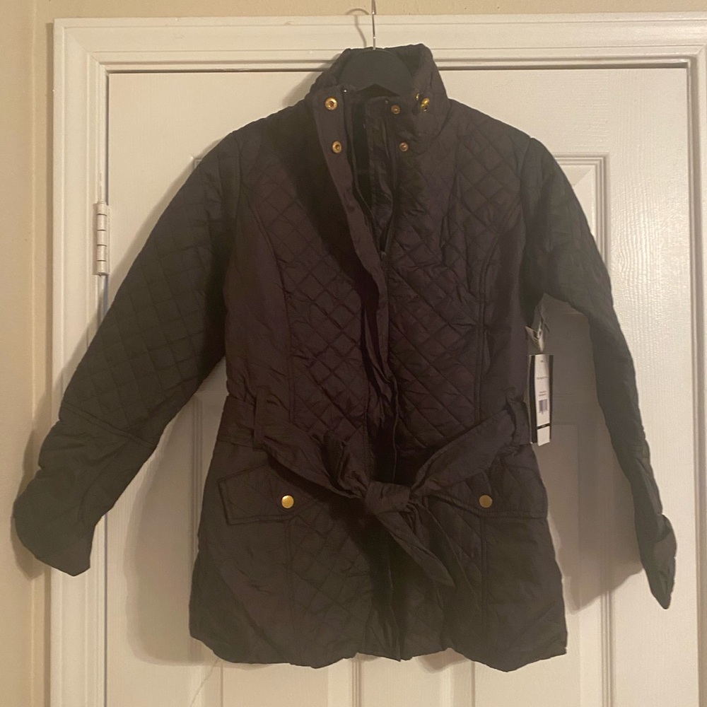 HB Sport Harve Bernard Women's Quilted Black Jacket. Belted. Medium. NWT.